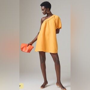 Anthropologie One Shoulder Dress in Orange